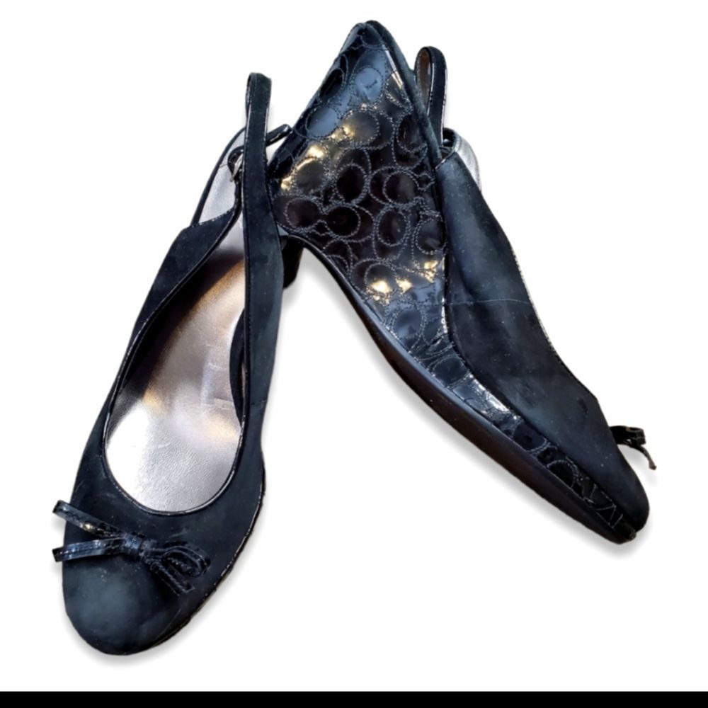 COACH Aligra Signature Sling Back Wedges 10B NWOT